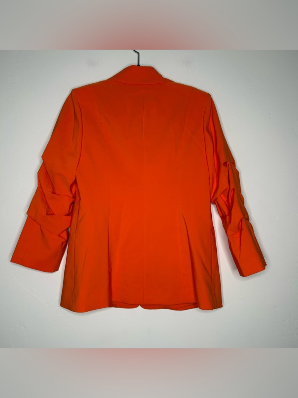 NWT Joseph Ribkoff Bright Orange Ruched-Sleeve Single-Button Blazer Size 8 Fall - Picture 2 of 10